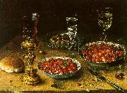 Osias Beert Still Life with Cherries Strawberries in China Bowls Sweden oil painting artist